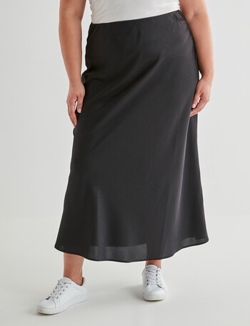 Studio Curve Satin Bias Skirt, Black product photo