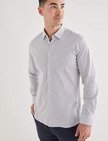 L+L Geometric Sasha Long Sleeve Shirt, White product photo