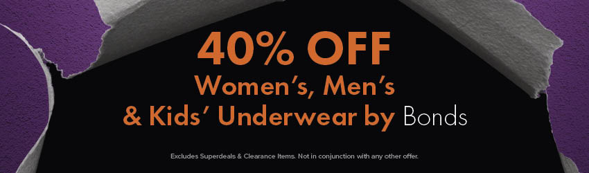 40% OFF women's, men's & kids underwear by Bonds
