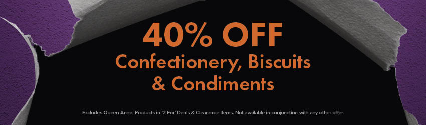 40% OFF Confectionery, Biscuits & Condiments