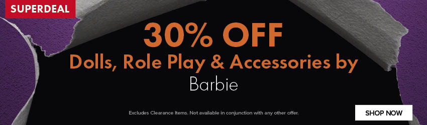 30% OFF on Dolls, Role Play & Accessories by Barbie