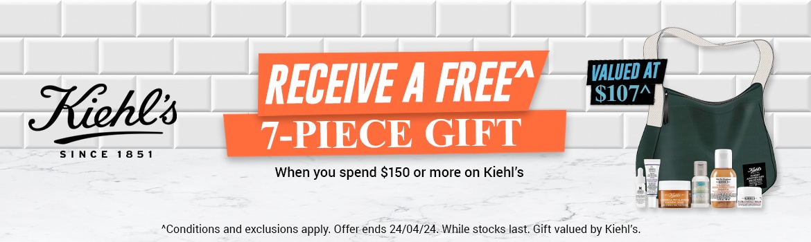 FREE GIFT 7-Piece Gift when you spend $150 or more on Kiehls