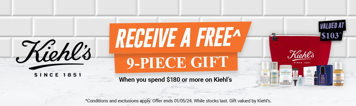 FREE GIFT 9-Piece Set when you spend $180 or more on Kiehls