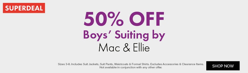 50 % OFF Boys' Suiting by Mac & Ellie 