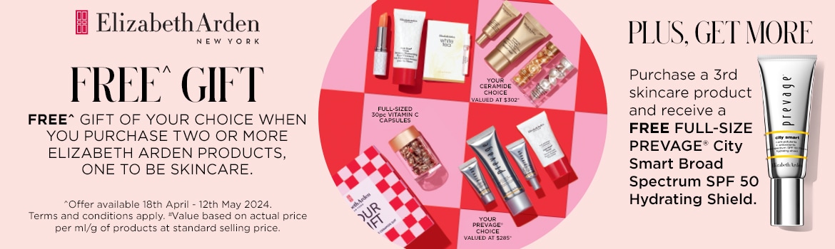 FREE GIFT Elizabeth Arden when you purchase two or more Elizabeth Arden products