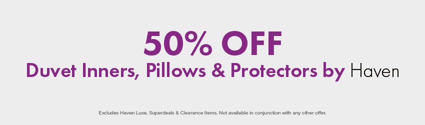 50% OFF Duvet Inners, Pillows & Protectors by Haven
