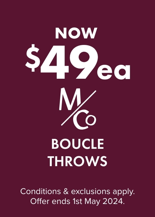 NOW $49ea M&CO BOUCLE THROWS