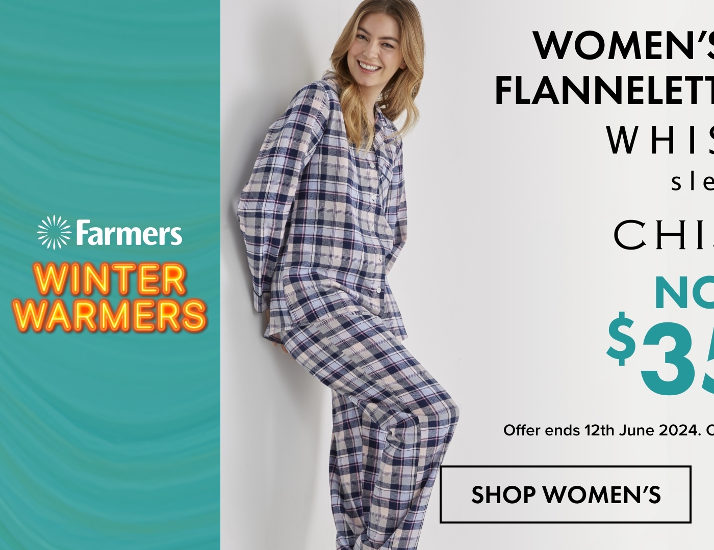 $35ea Women's & Men's Flannelette PJ Sets by Whistle Sleep & Chisel