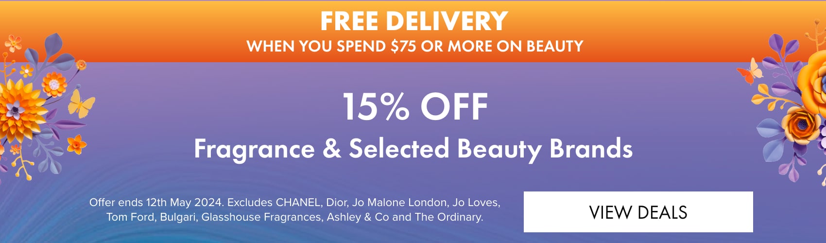15% OFF Fragrance & Selected Beauty Brands 