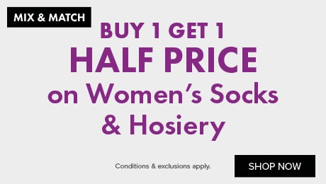 Buy 1 get 1 half Price on Women's Socks & Hosiery
