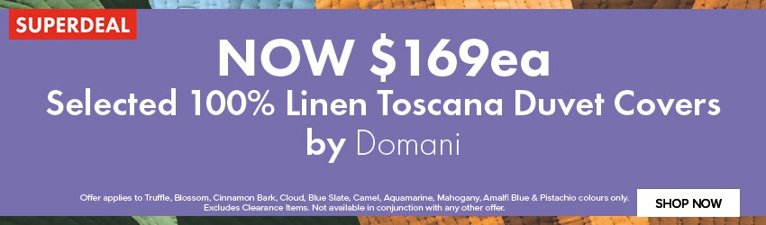 NOW $169ea Selected 100% Linen Toscana Duvet Covers by Domani