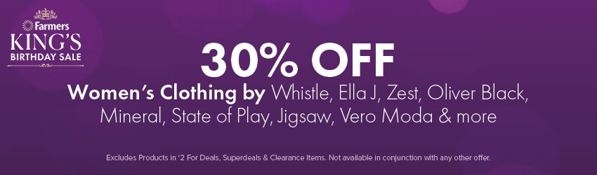 30% OFF Women's Clothing by Whistle, Ella J, Zest, Oliver Black, Mineral, State of Play, Jigsaw & More