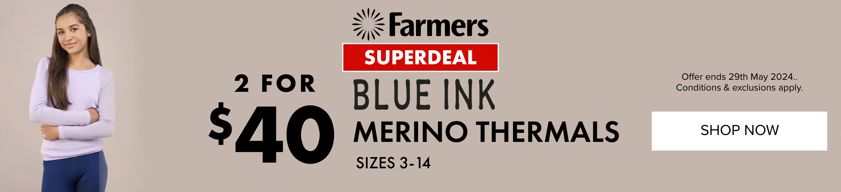 SUPERDEAL | 2 FOR $40 Blue Ink Thermals 
