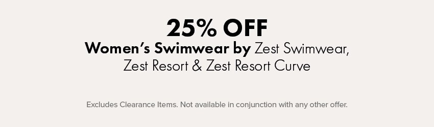 25% OFF Women's Swimwear by Zest Swimwear, Zest Resort & Zest Resort Curve