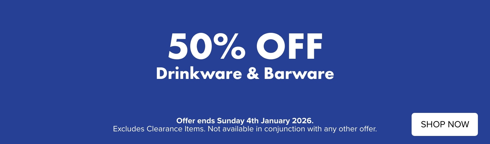 50% OFF Drinkware & Barware