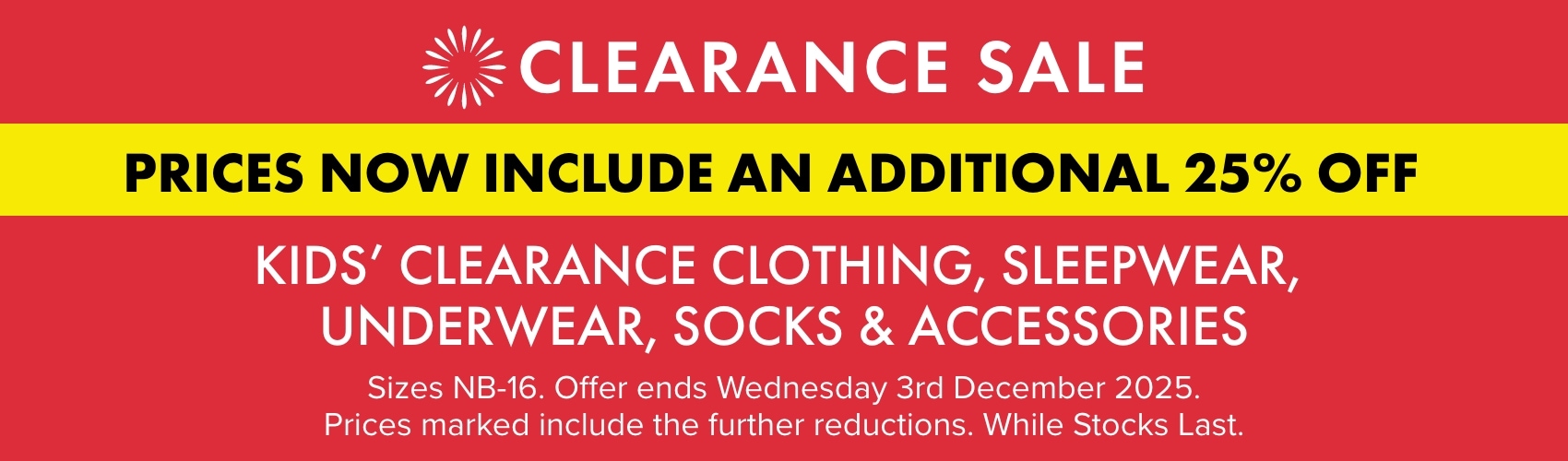 Children Clearance Further 25% OFF Kids' Sale 20Nov-3Dec