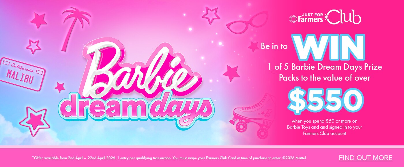 be in to Win 1 of 5 barbie Dram Days Prizes