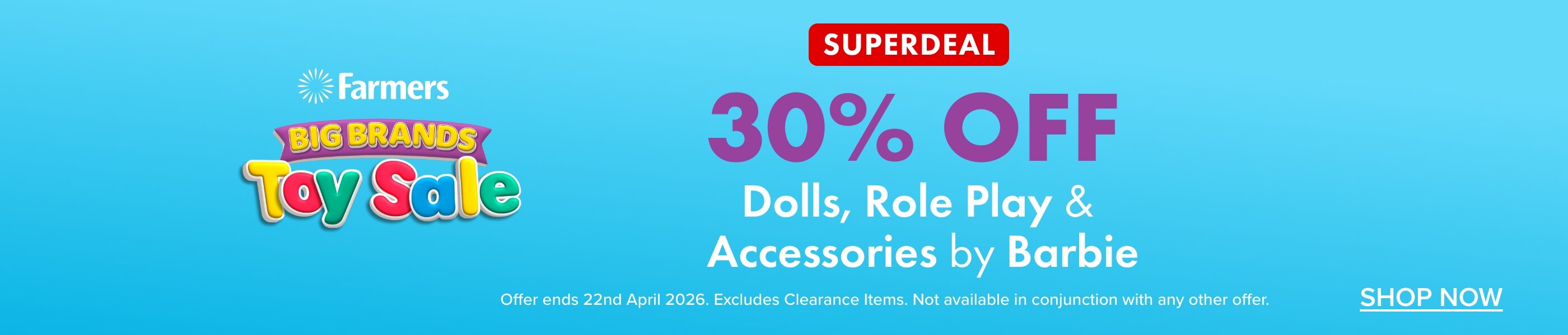 30% OFF Barbie Dolls, Role Play & Accessories