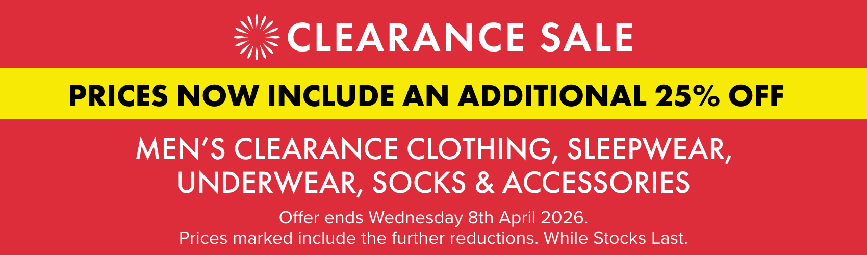 Men's Clearance Sale Further 25% OFF