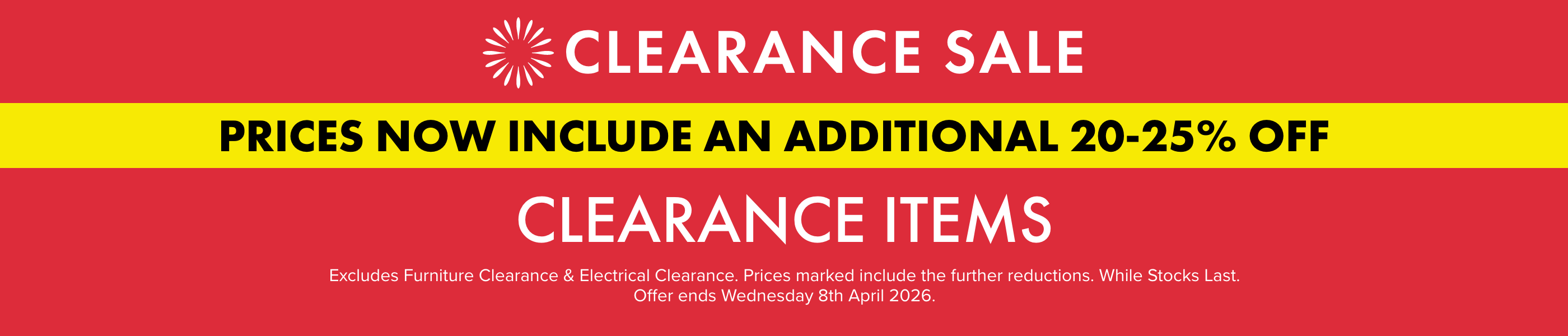 Take a Further 20-25% OFF Clearance