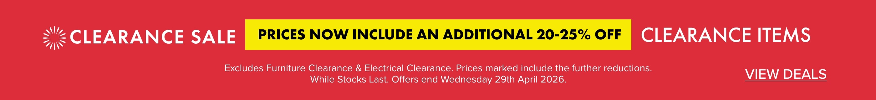 Further Clearance 20-25% OFF