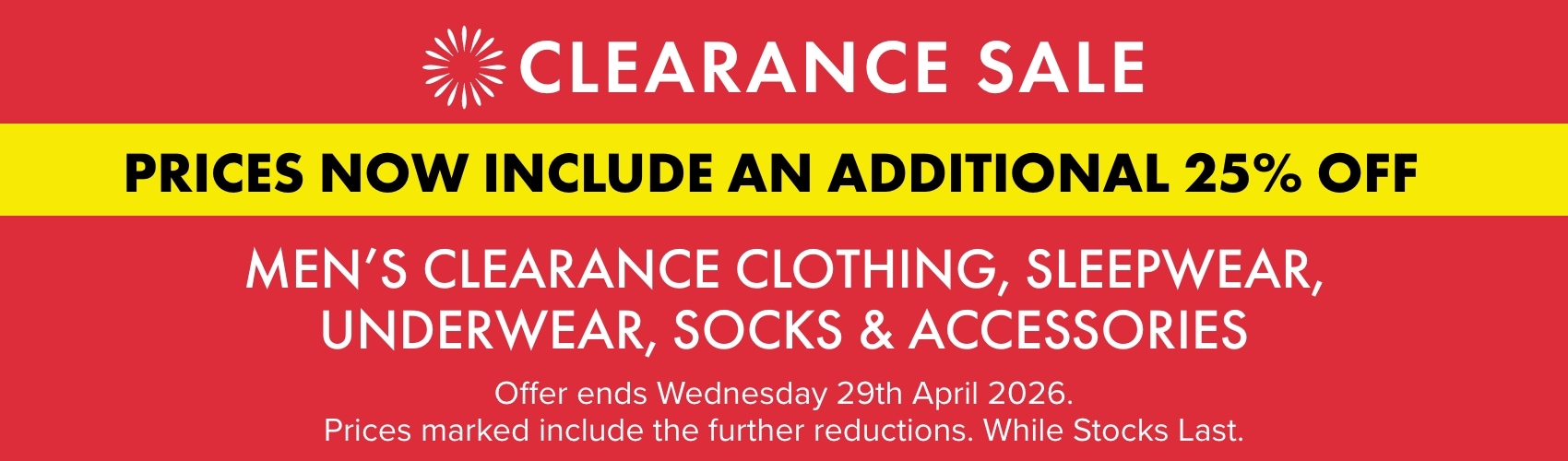 Men's Clearance Sale Further 25% OFF