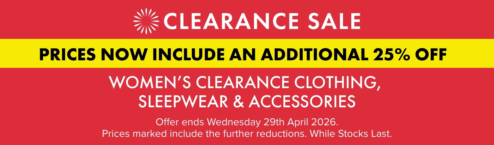 Take a Further 25% OFF Women's Clearance
