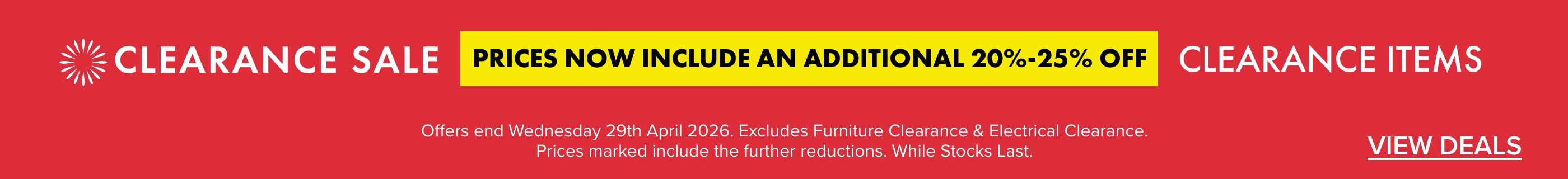 Clearance Sale On Now! Prices Now Include An Additional 20-25% Off 