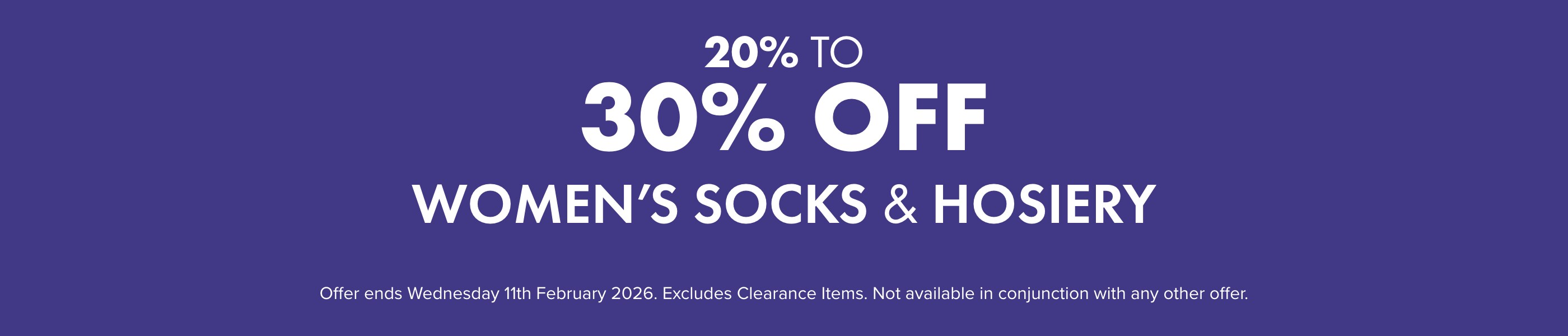  20% to 30% off Women&rsquo;s Socks & Hosiery