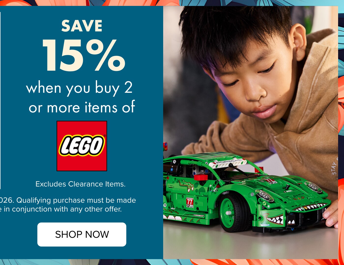 Save 15% when you buy 2 or more items of LEGO&reg;