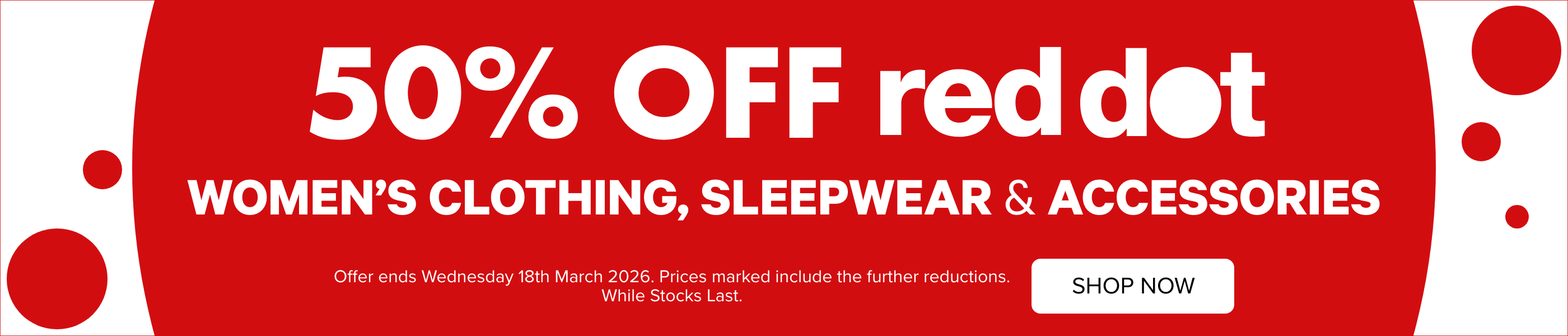 50% off Red Dot Women's Clothing, Sleepwear & Accessories