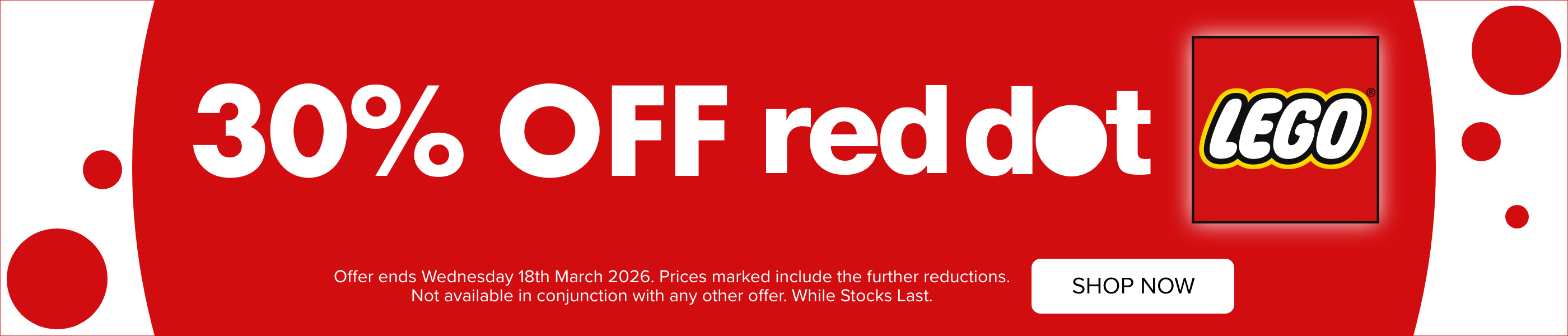 30% OFF Red Dot LEGO&reg;