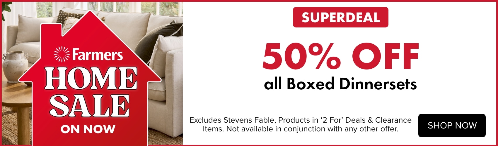50% OFF ALL Boxed Dinnersets