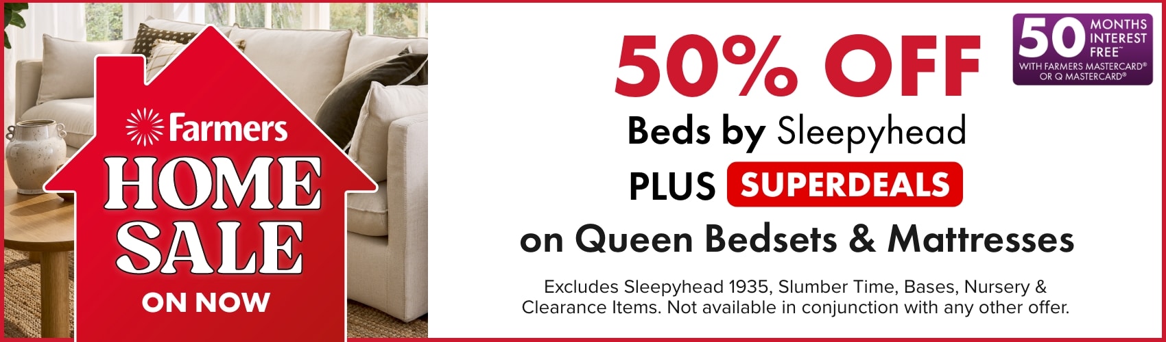 50% OFF Beds by Sleepyhead PLUS SUPERDEALS on all Queen Bedsets & Mattresses