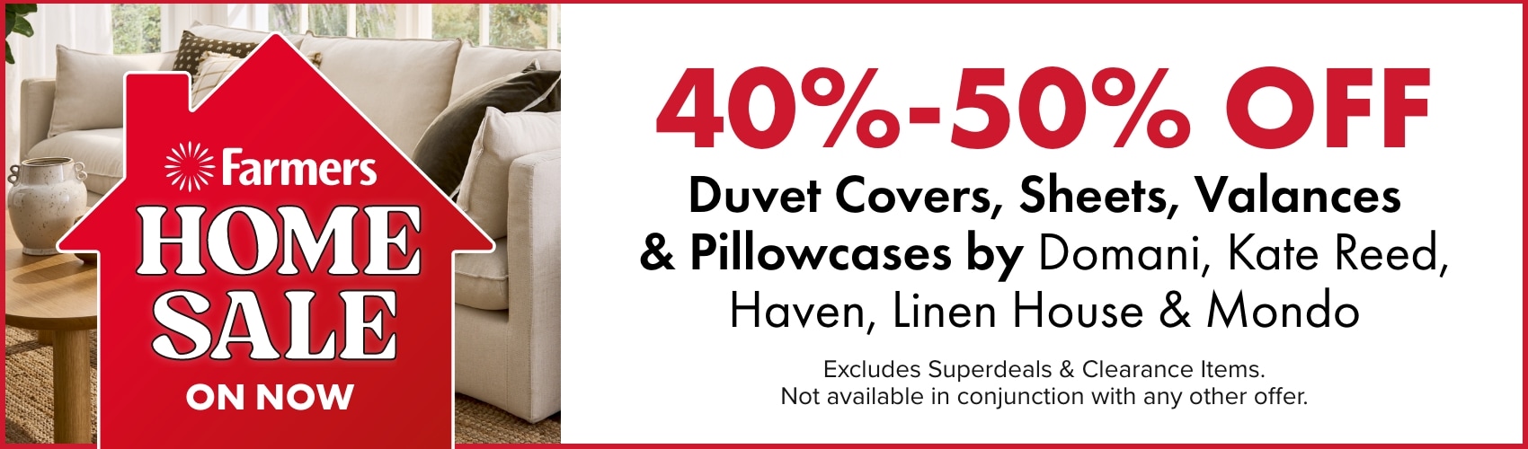 40-50% OFF Duvet Covers, Sheets, Valances & Pillowcases by Domani, Kate Reed, Haven, Linen House & Mondo