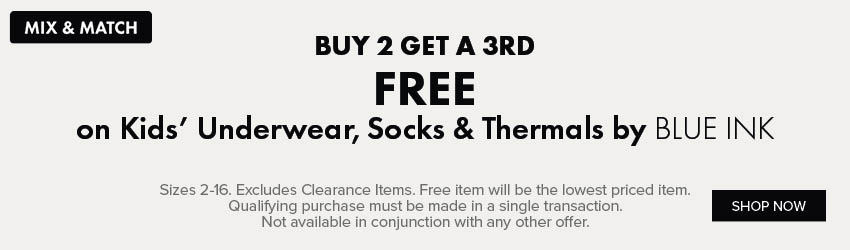Buy 2 Get A 3rd FREE on Kids' Underwear & Socks by Blue Ink