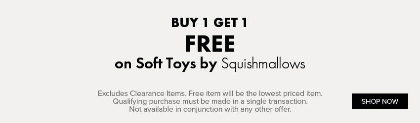 BUY 1 GET 1 FREE on Soft Toys by Squishmallows
