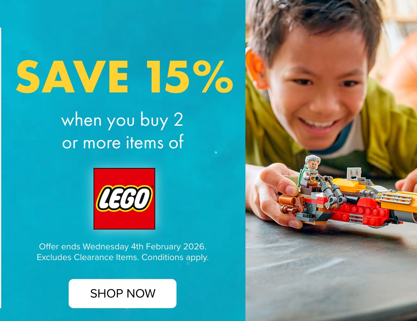 Save 15% when you buy 2 or more items of LEGO&reg;
