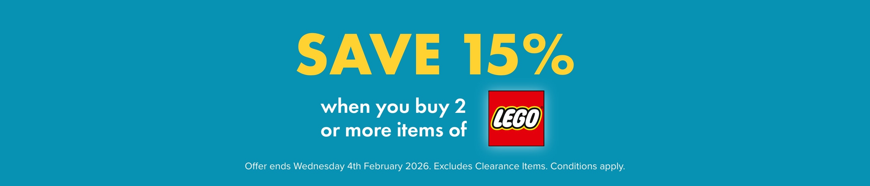 Save 15% when you buy 2 or more items of LEGO&reg;