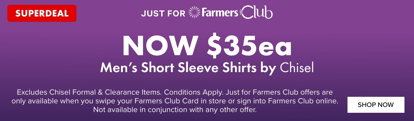 Now $35ea Men's Short Sleeve Shirts By Chisel