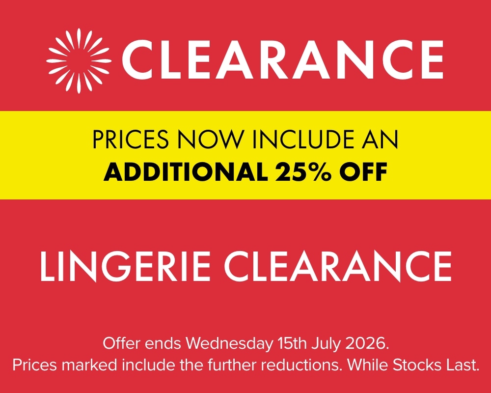 TAKE A FURTHER 25% OFF Lingerie Clearance