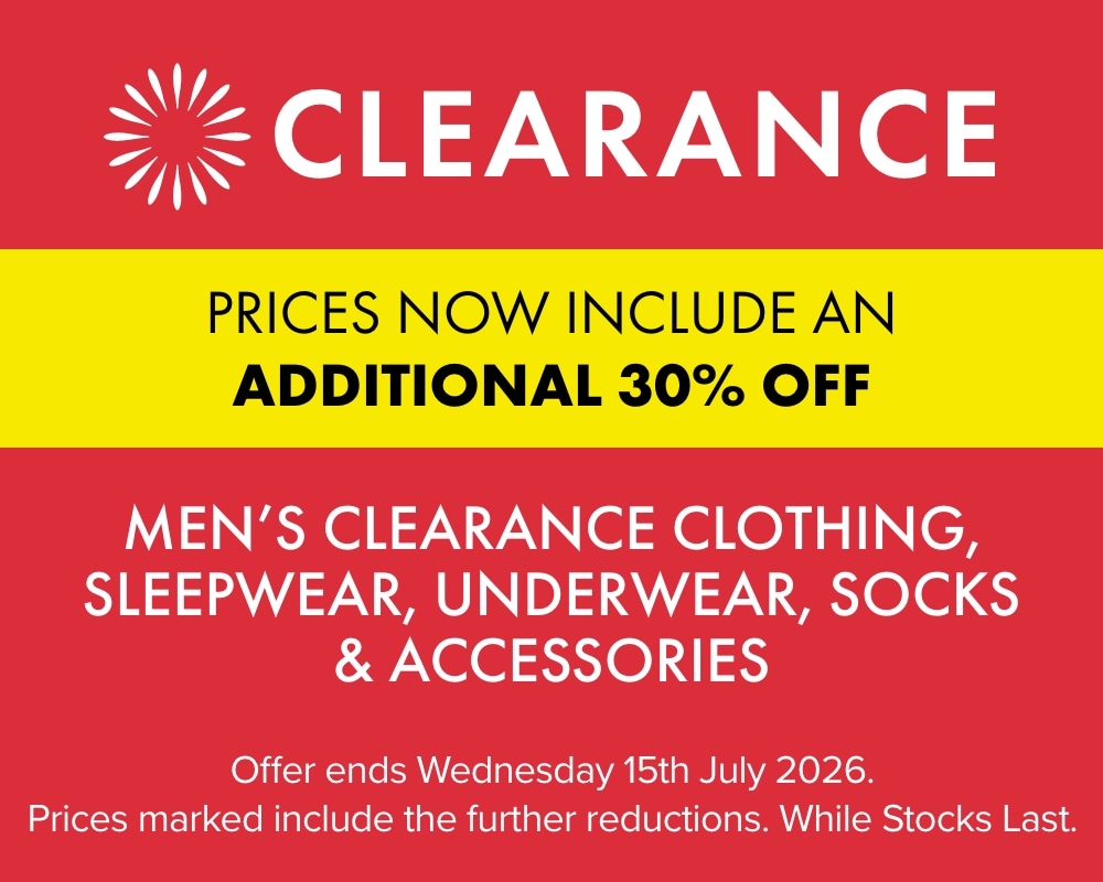 Take a Further 30% OFF Men's Clearance