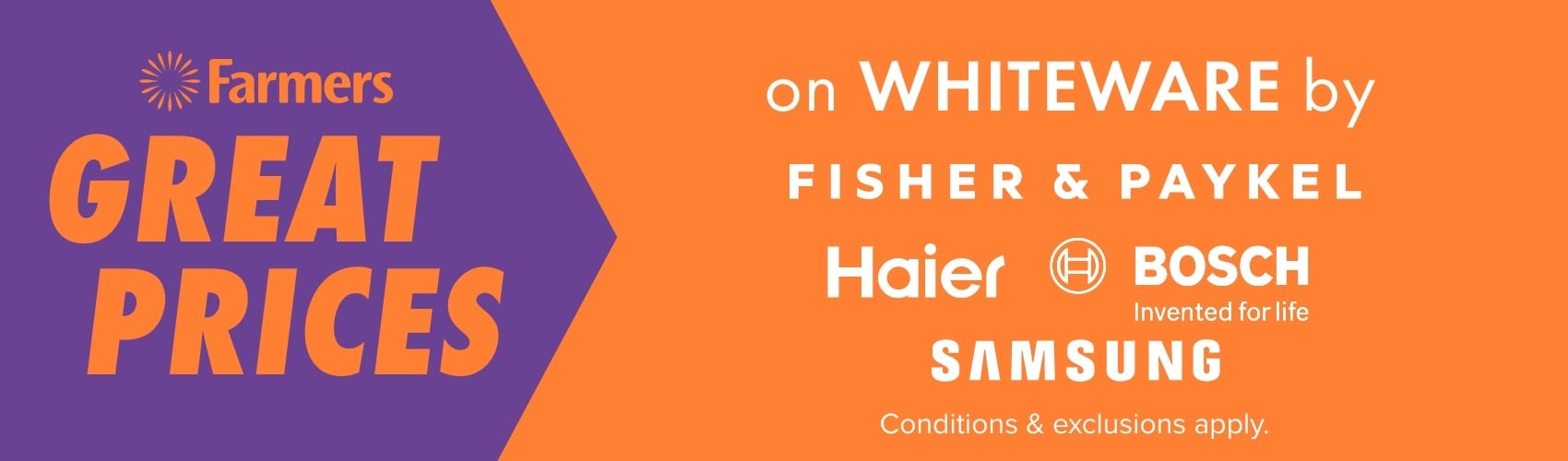 GREAT PRICES on Whiteware by Fisher & Paykel, Haier, Bosch & Samsung