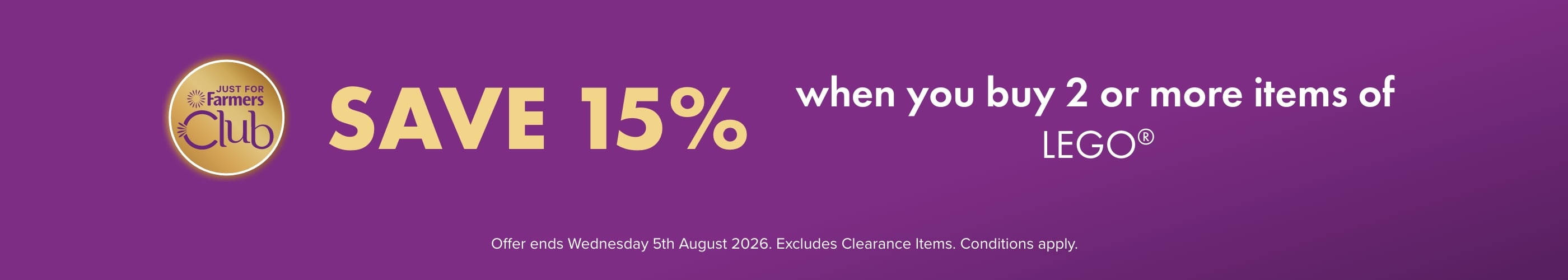 Save 15% when you buy 2 or more items of LEGO&reg;