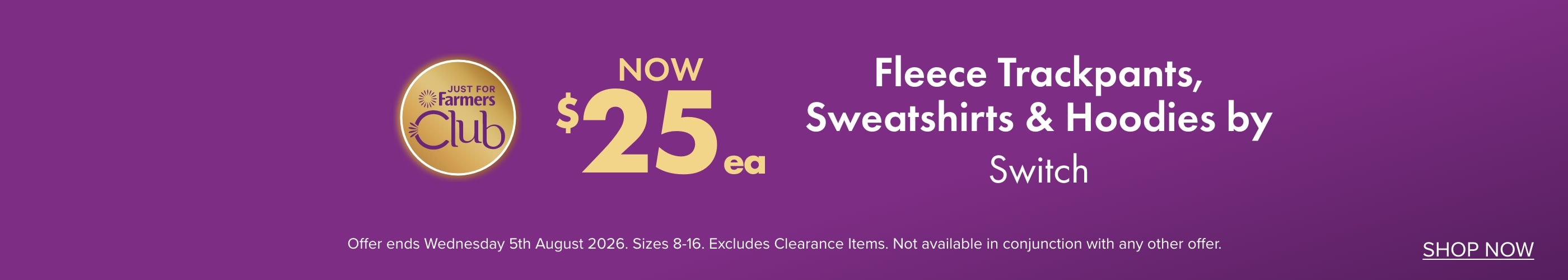 NOW $25ea Fleece Trackpants, Sweatshirts, Hoodies by Switch