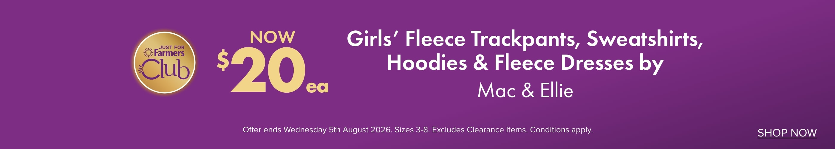 NOW $20ea Girls Fleece Trackpants, Sweatshirts, Hoodies & Fleece Dresses by Mac & Ellie