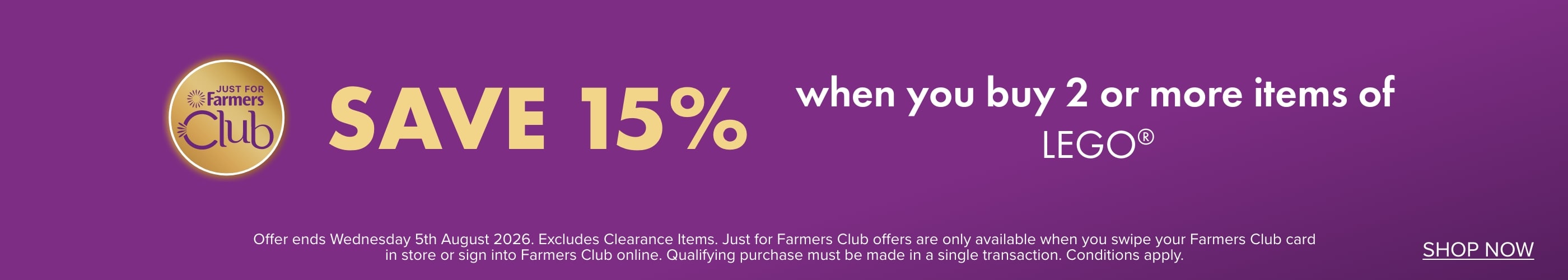 Save 15% when you buy 2 or more items of LEGO&reg;