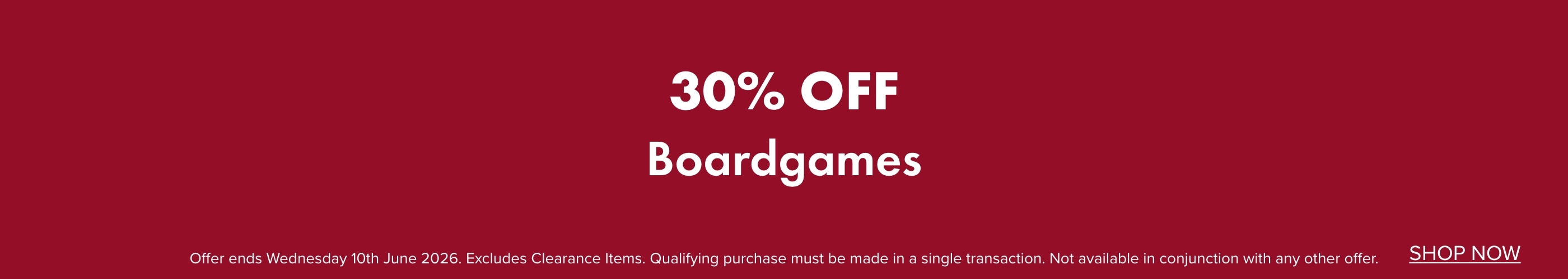 30% OFF Boardgames