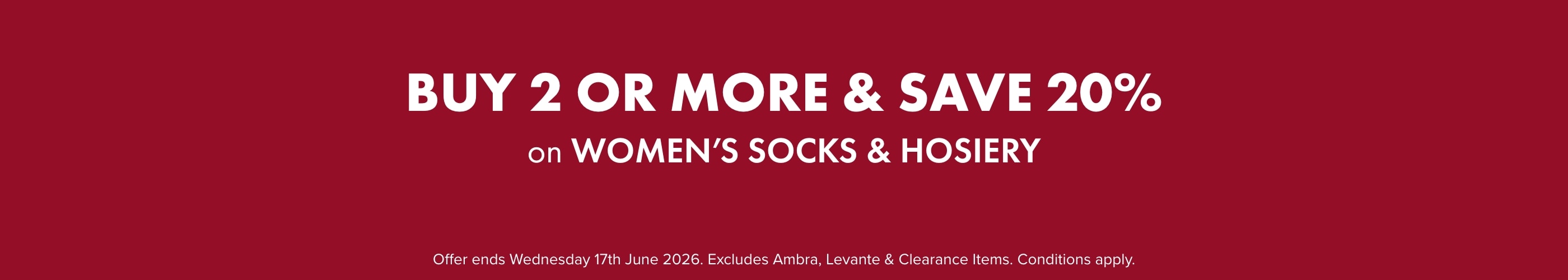 Buy 2 SAVE 20% on Women&rsquo;s Socks & Hosiery