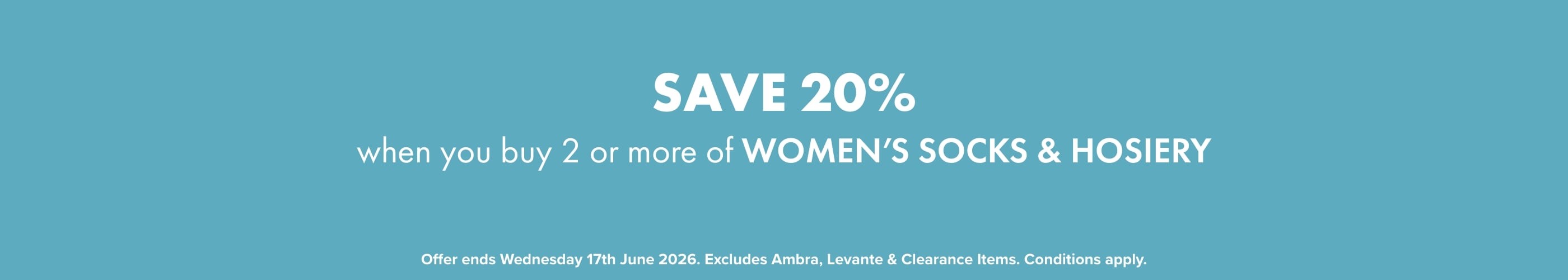 Buy 2 SAVE 20% on Women&rsquo;s Socks & Hosiery